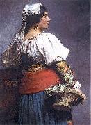 Teodor Axentowicz Italian florist. oil painting on canvas